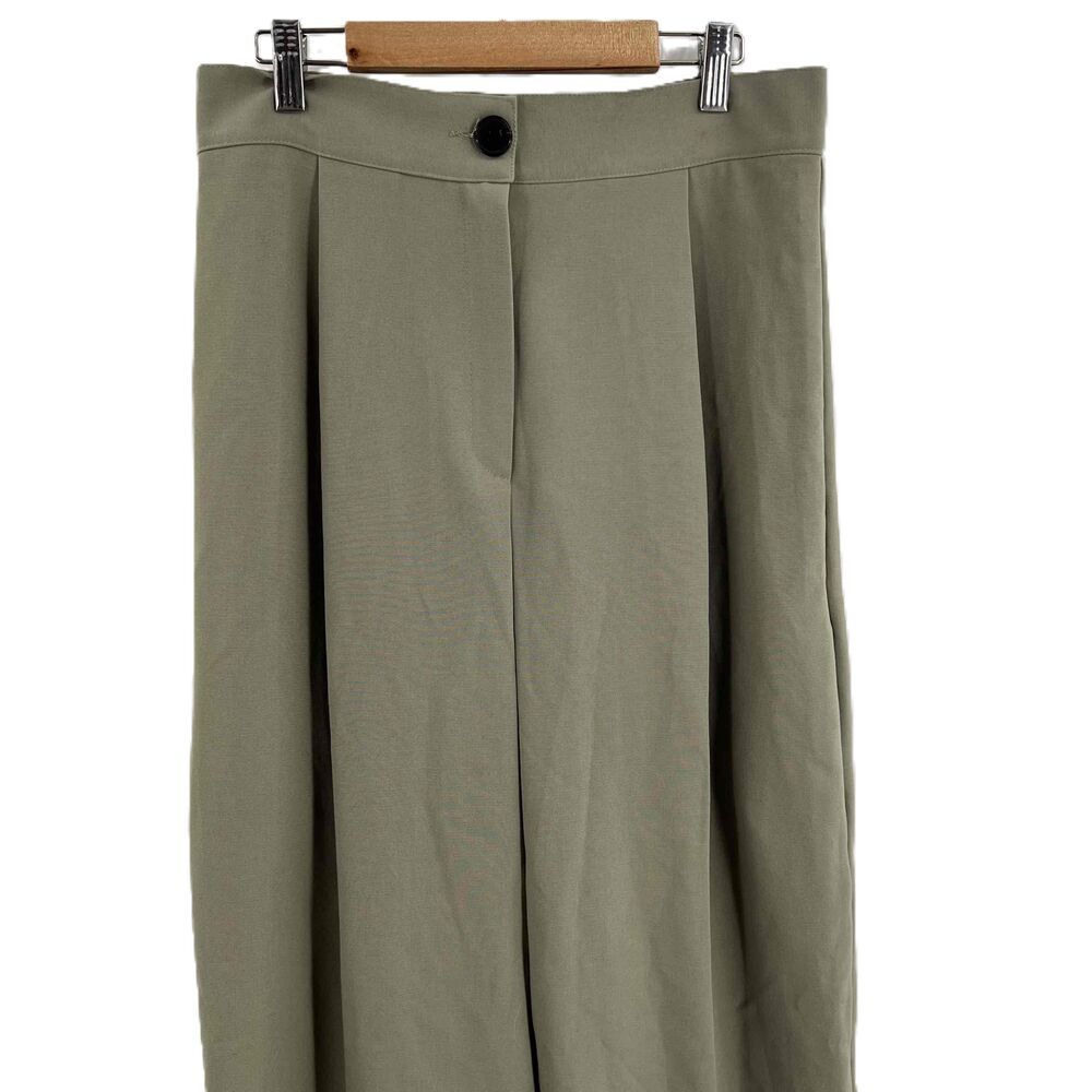 Stage Greenish Khaki High Waisted Pleated Front Single Button Pants Womens OS‎